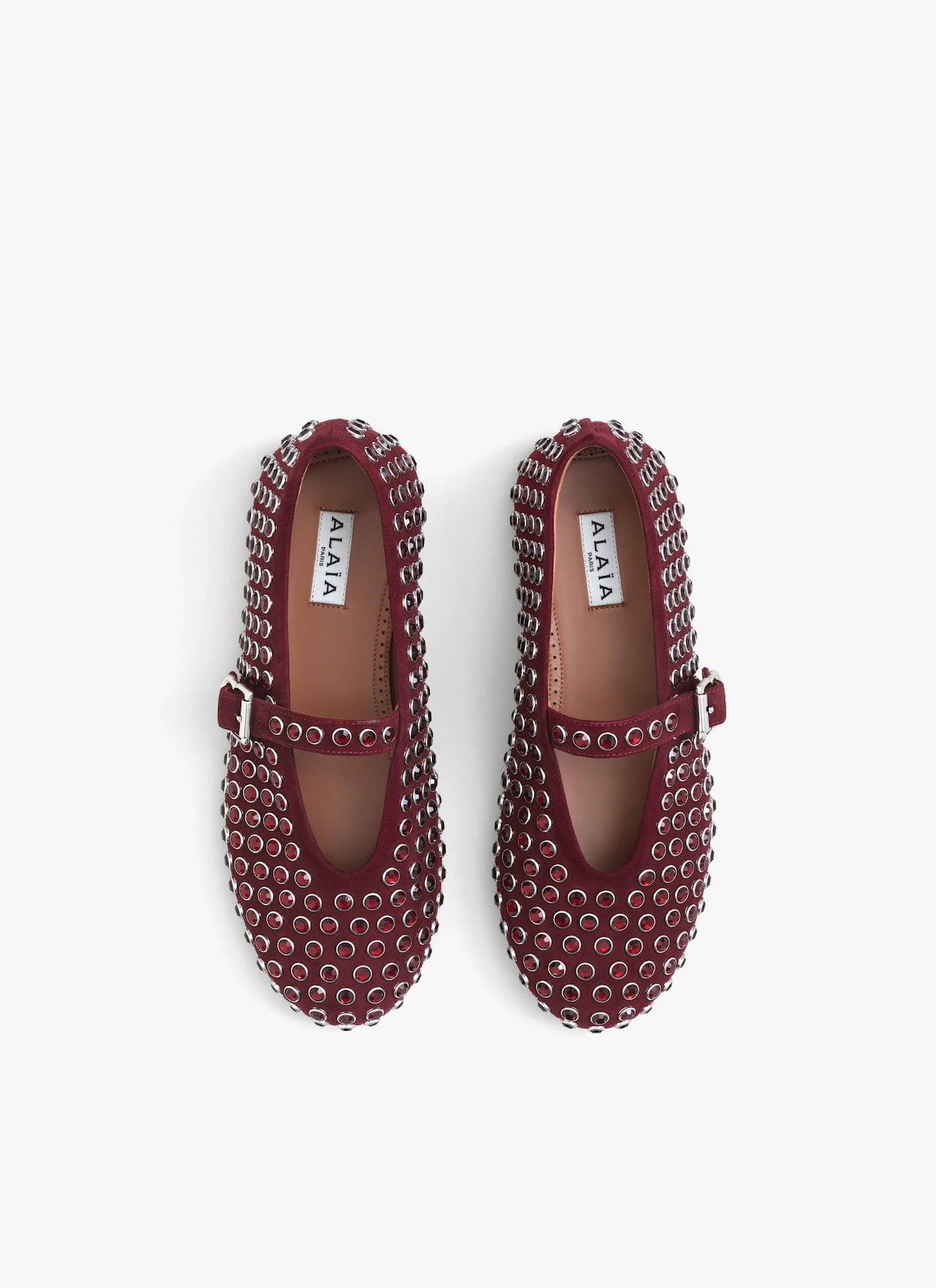 STRASS BALLET FLATS ALAÏA GARNET RED STRASS BALLET FLATS